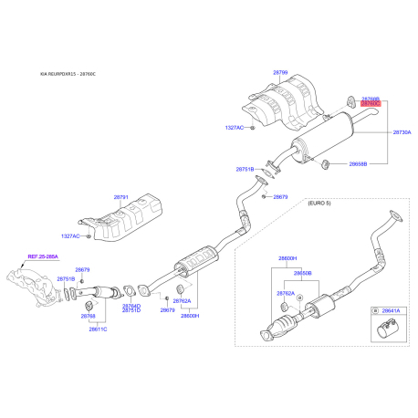 Подушка крепления выпускной системы 28760-4A700 Mobis - 287604A700 - схема с каталога 28760C, REURPDXR15 287604A700