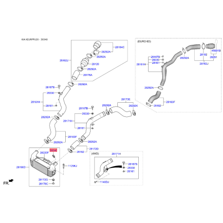 Датчик температури повітря 39340-2F000 Mobis - 393402F000 - схема з каталогу 39340, KEURPPU20 393402F000