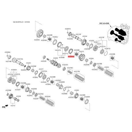 Упорное кольцо, синхронизатор 43350-39012 Mobis - 4335039012 - схема с каталога 43350G, KEURPSL10 4335039012