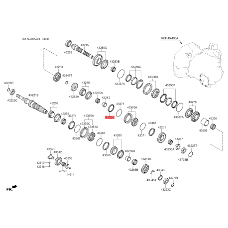 Синхронизатор, ступенчатая коробка передач 43384-39000 Mobis - 4338439000 - схема с каталога 43384, KEURPSL10 4338439000