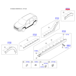 Накладка арки колеса наружная пластиковая правая 87742-D3000CA Mobis