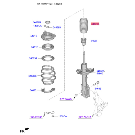 Пылезащитный комплект амортизатора 54625-F2000 Mobis - 54625F2000 - схема с каталога 54625B, KKMAPTH23 54625F2000