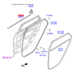 Ущільнювач (прокладка), бічне скло лівий 83210-D3000 Mobis