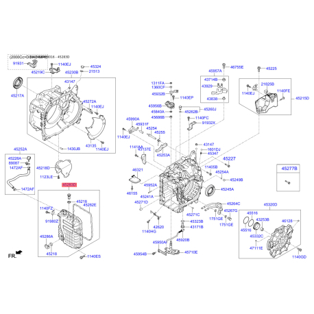 Фланцевая крышка, автоматическая коробка передач 45280-2F100 Mobis - 452802F100 - схема с каталога 45283D, MKMAPB016 452802F100