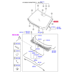 Молдинг (ущільнювач) лобового скла 86130-2S000 Mobis