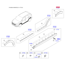 Накладка арки колеса зовнішня пластикова зовнішня ліва 87741-D3000CA Mobis