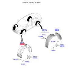 Обшивка (подкрылок), колесная ниша правая 86812-F2800 Mobis
