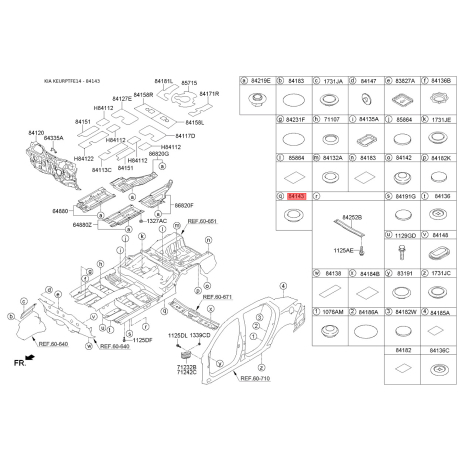 Заглушка кузова 84143-3K010 Mobis - 841433K010 - схема с каталога 84143, KEURPTFE14 841433K010