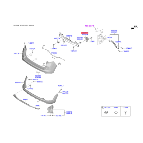 Кронштейн, буфер левый 86641-D7000 Mobis - 86641D7000 - схема с каталога 86641A, HEURPD718 86641D7000