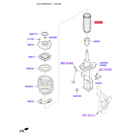 Пилозахисний комплект амортизатора 54625-D4000 Mobis - 54625D4000 - схема з каталогу 54625B, KKMAPA818 54625D4000