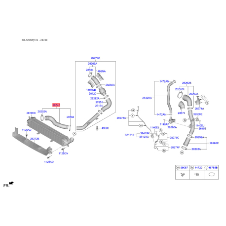 Заслонка (клапан) интеркулера 28253-2B780 Mobis - 282532B780 - схема с каталога 26748, SRUSPJ721 282532B780