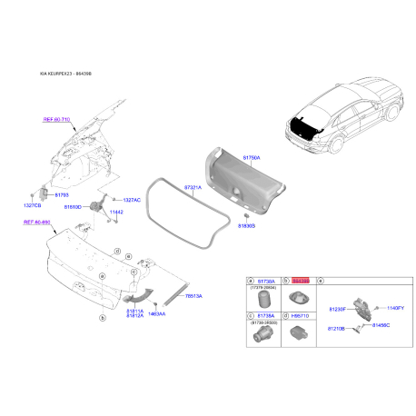 Упор (відбійник) кришки багажника 81746-3Z000 Mobis - 817463Z000 - схема з каталогу 86439B, KEURPEX23 817463Z000