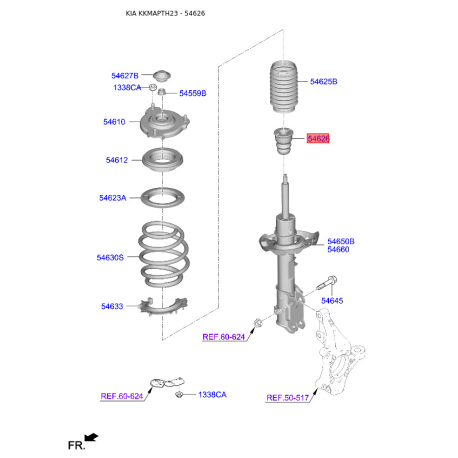 Пилозахисний комплект амортизатора 54626-F2000 Mobis - 54626F2000 - схема з каталогу 54626, KKMAPTH23 54626F2000