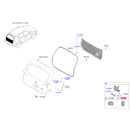 Упор (отбойник) крышки багажника 17375-16034B Mobis - 1737516034B - схема с каталога 81738A, CEURPIX24 1737516034B