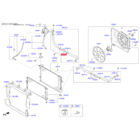 З'єднувач (трубка) шланга 25485-D3000 Mobis - 25485D3000 - схема з каталогу 26342A, SRUSPF119 25485D3000