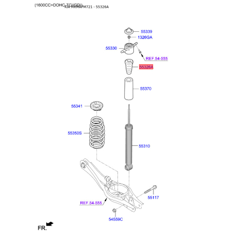 Пилозахисний комплект амортизатора 55326-G3AA0 Mobis - 55326G3AA0 - схема з каталогу 55326A, MKMAPM721 55326G3AA0