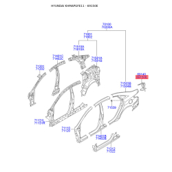 Крыло заднее (или часть боковины) правое 69141-3S000 Mobis