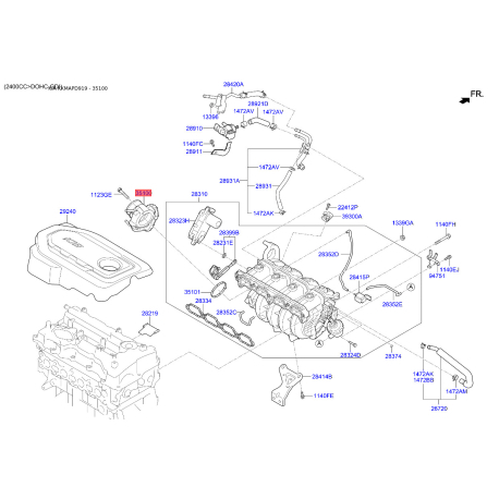 Дроссельная заслонка 35100-2G610 Mobis - 351002G610 - схема с каталога 35100, KKMAPD919 351002G610