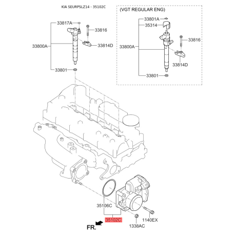 Дроссельная заслонка 35100-2A900 Mobis - 351002A900 - схема с каталога 35102C, SEURPSLZ14 351002A900