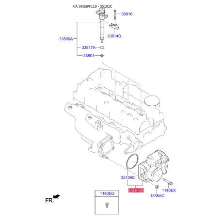 Дросельна заслінка 35100-2F900 Mobis - 351002F900 - схема з каталогу 35102C, SRUSPF119 351002F900