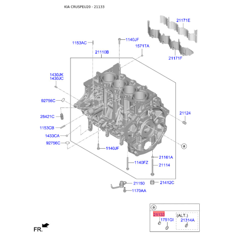 Заглушка двигуна 21133-03000 Mobis - 2113303000 - схема з каталогу 21133, CRUSPEU20 2113303000