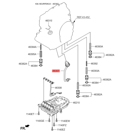 Проводка (джгут) АКПП 46307-23010 Mobis - 4630723010 - схема з каталогу 46307, HEURPDN10 4630723010