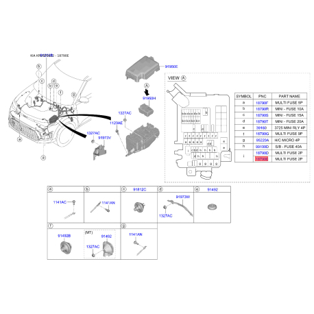 Предохранители 18980-09625 Mobis - 1898009625 - схема с каталога 18790E, KRUSPSK22 1898009625