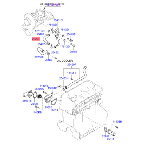 Трубка повітря 25444-4A101 Mobis - 254444A101 - схема з каталогу 28266, KEURPBL06 254444A101