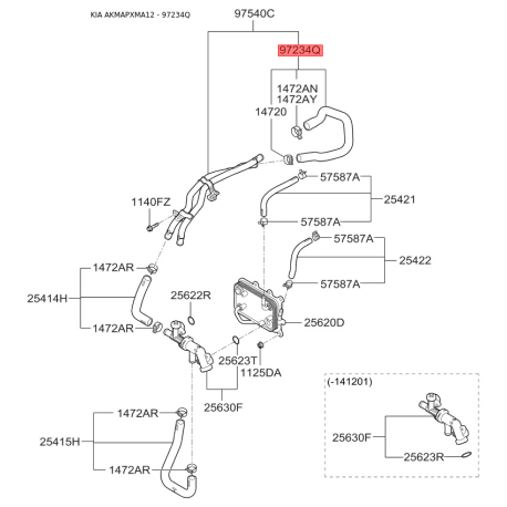 Масляний шланг 97324-2W100 Mobis - 973242W100 - схема з каталогу 97234Q, AKMAPXMA12 973242W100