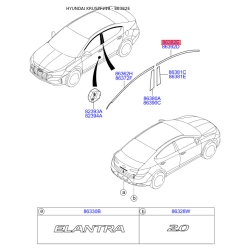 Облицовка / защитная накладка, боковина левая верхняя 86382-F2000 Mobis