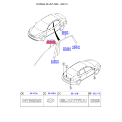 Облицовка / защитная накладка, боковина правая верхняя 86372-2H000 Mobis