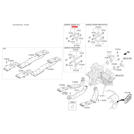 Шланг (патрубок) системы охлаждения 97312-C5000 Mobis - 97312C5000 - схема с каталога 97320D, KRUSPC518 97312C5000