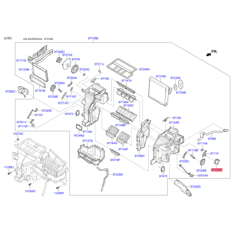 Рычаг заслонки отопителя (печки) 97159-C2000 Mobis - 97159C2000 - схема с каталога 97236E, KEURPD418 97159C2000