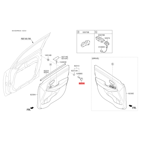 Пістон (кліпса) бампера і оббивки салону квадратна 82314-37000WK Mobis - 8231437000WK - схема з каталогу 82314, KEURPA416 8231437000WK