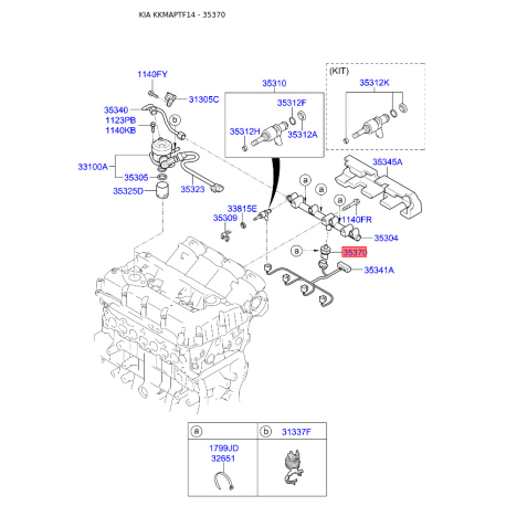 Регулюючий клапан, тиск подачі палива 35340-2G710 Mobis - 353402G710 - схема з каталогу 35370, KKMAPTF14 353402G710