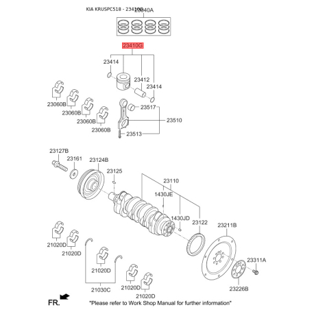 Поршень 23410-2F975 Mobis - 234102F975 - схема з каталогу 23410G, KRUSPC518 234102F975