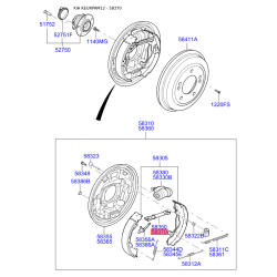 Система тяг и рычагов, тормозная система правая 58370-28000 Mobis