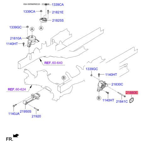 Болт кронштейна мотора 21880-C1000 Mobis - 21880C1000 - схема с каталога 21880E, KKMAPA918 21880C1000