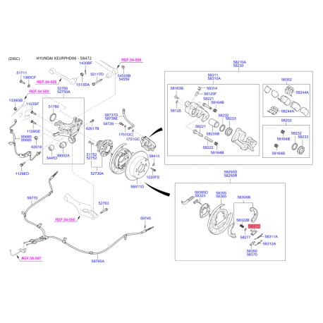 Важель ручного гальма 58257-2H300 Mobis - 582572H300 - схема з каталогу 58472, KEURPHD06 582572H300