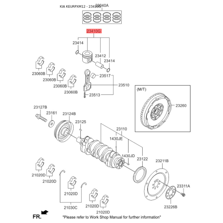 Поршень 23410-2F914 Mobis - 234102F914 - схема з каталогу 23410G, KEURPXM12 234102F914