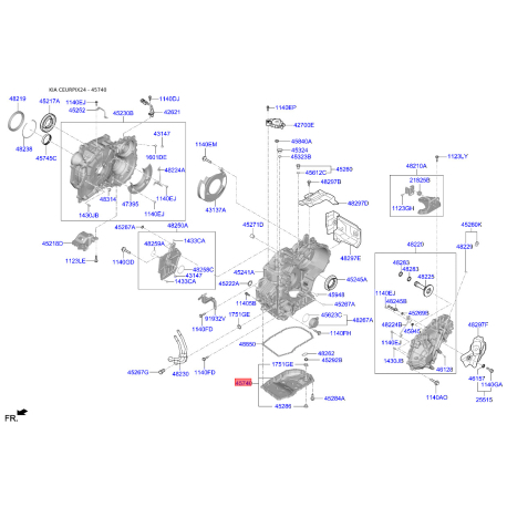 Масляний піддон, ступечанта коробка передач 48280-2H000 Mobis - 482802H000 - схема з каталогу 45740, CEURPIX24 482802H000