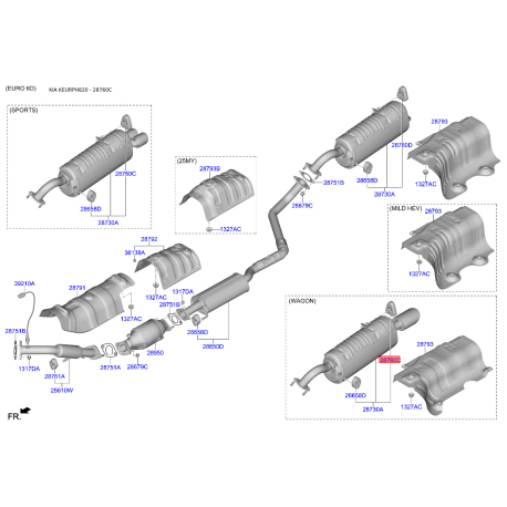 Подушка кріплення випускної системи 28760-H1010 Mobis - 28760H1010 - схема з каталогу 28760C, KEURPH820 28760H1010