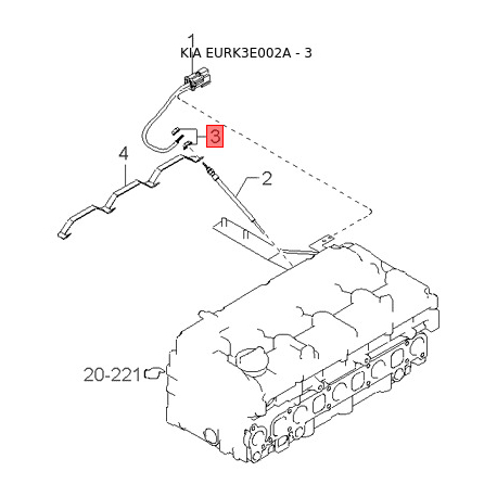 Важіль заслінки обігрівача (пічки) 97226-3E000 Mobis - 972263E000 - схема з каталогу 3, EURK3E002A 972263E000