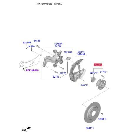 Ступица колеса 52730-G2000 Mobis - 52730G2000 - схема с каталога 52730A, KEURPDE22 52730G2000