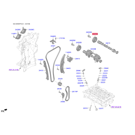 Шестерня, распределительный вал 24370-2E020 Mobis - 243702E020 - схема с каталога 24370B, KKMAPTH23 243702E020