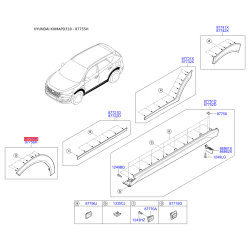 Накладка арки колеса наружная пластиковая левая 87711-D3000CA Mobis