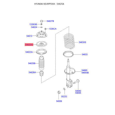 Опора стійки амортизатора (ремкомплект) 54620-37110 Mobis - 5462037110 - схема з каталогу 54625A, KEURPFO04 5462037110