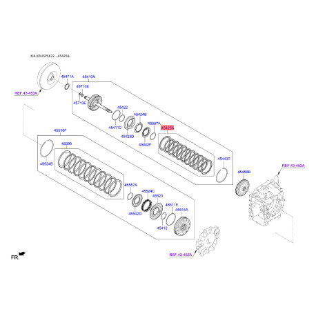 Комплект ламелей, автоматическая коробка передач 45425-2F010 Mobis - 454252F010 - схема с каталога 45425A, KRUSPSK22 454252F010