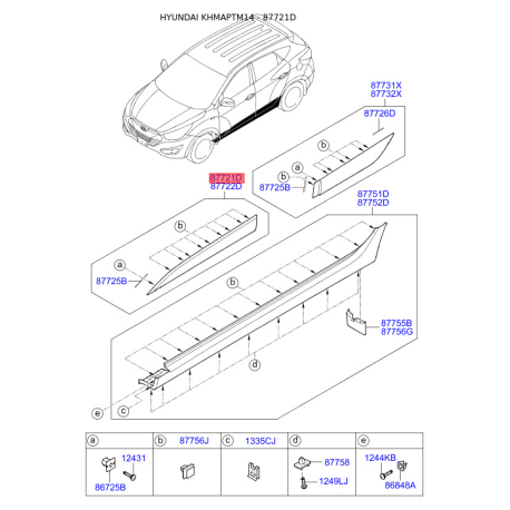 Обшивка порога левая 87721-2S000 Mobis - 877212S000 - схема с каталога 87721D, KHMAPTM14 877212S000