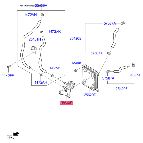 Термостат, масляное охлаждение 25630-E6000 Mobis - 25630E6000 - схема с каталога 25630F, KKMAPA818 25630E6000